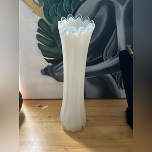 Vintage Fostoria, heirloom, white What Vase What was that about that all